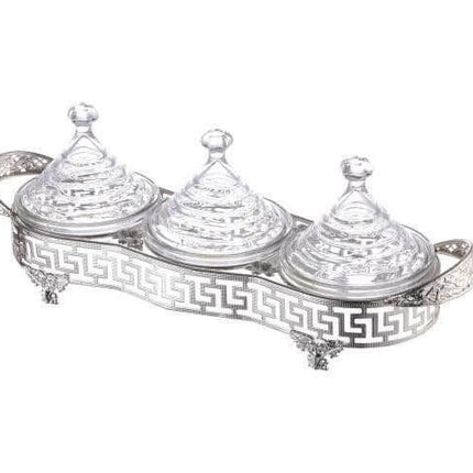 Tajine-Set, 3-teilig, Glas, silberfarben