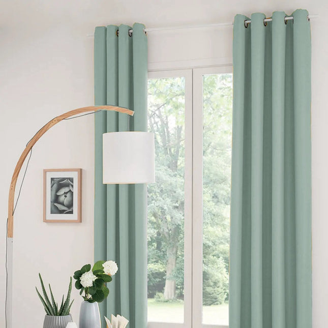 Atmosphera Verdunkelungsvorhänge - 2er Set - B135 x L240 cm - mintgrün - plissiert - mit Ösen - fertig zum Aufhängen