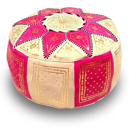 Marokkanischer Pouf Lila/Weiß