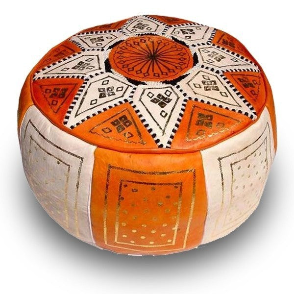 Pouf orange/blanc
