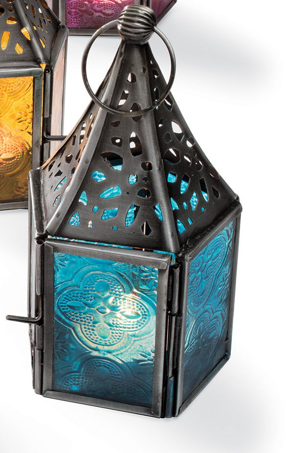 Moroccan Lantern Galvanized Colored Glass