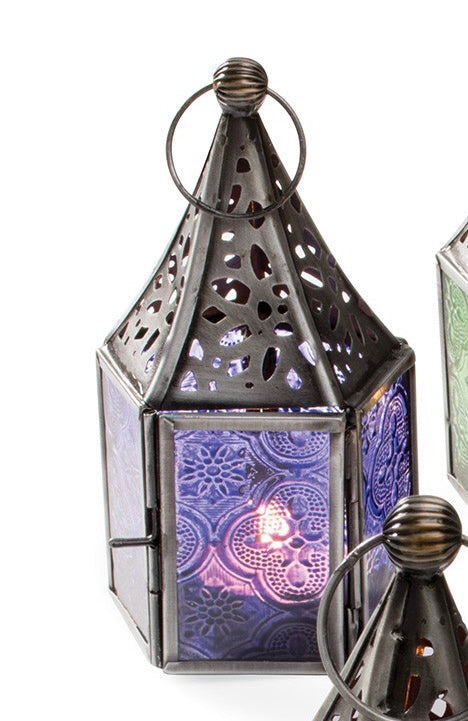 Moroccan Lantern Galvanized Colored Glass