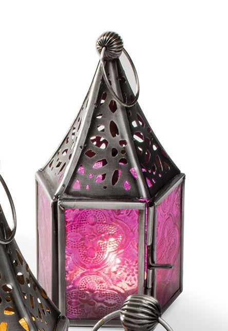 Moroccan Lantern Galvanized Colored Glass