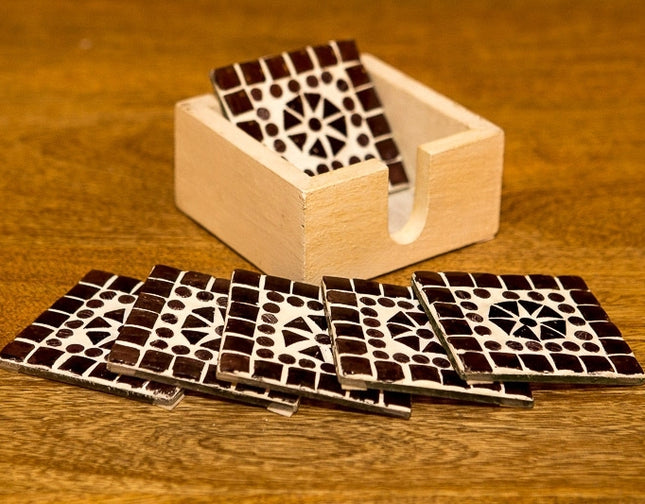 Glasmosaik-Untersetzer Purpur 7.5 x7.5 cm