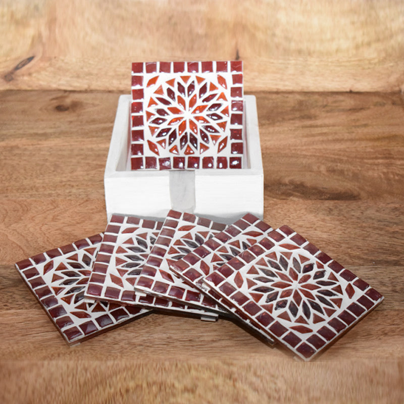 Sous-verres en mosaïque rouge / orange