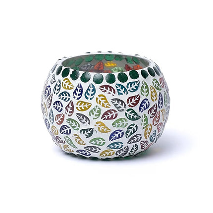 Mosaik-Teelichthalter Blätter