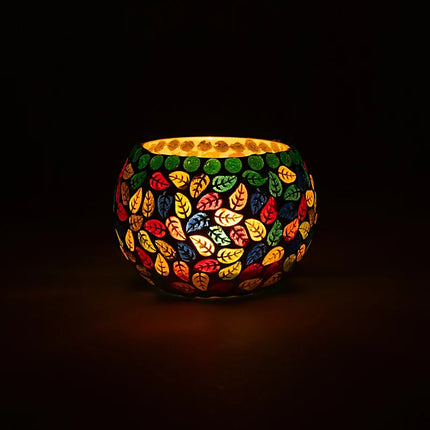 Mosaik-Teelichthalter Blätter