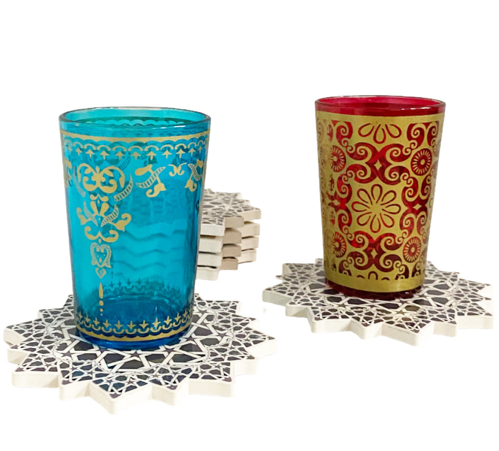Ceramic Moroccan coasters black and white