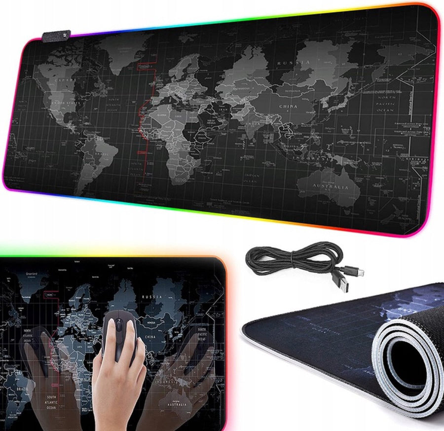 Tapis de souris gaming LED XXL illuminé - Sous-main - 80 x 30 cm - Étanche