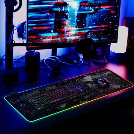 Beleuchtetes XXL LED Gaming Mauspad - Schreibtischunterlage - 80 x 30 cm - Wasserdicht