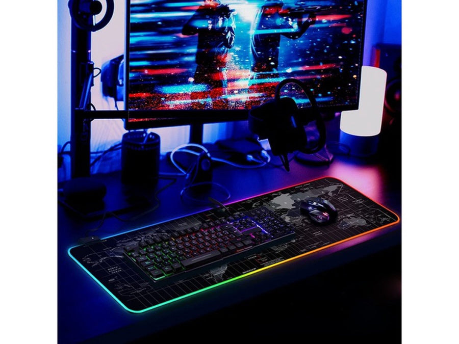 Tapis de souris gaming LED XXL illuminé - Sous-main - 80 x 30 cm - Étanche