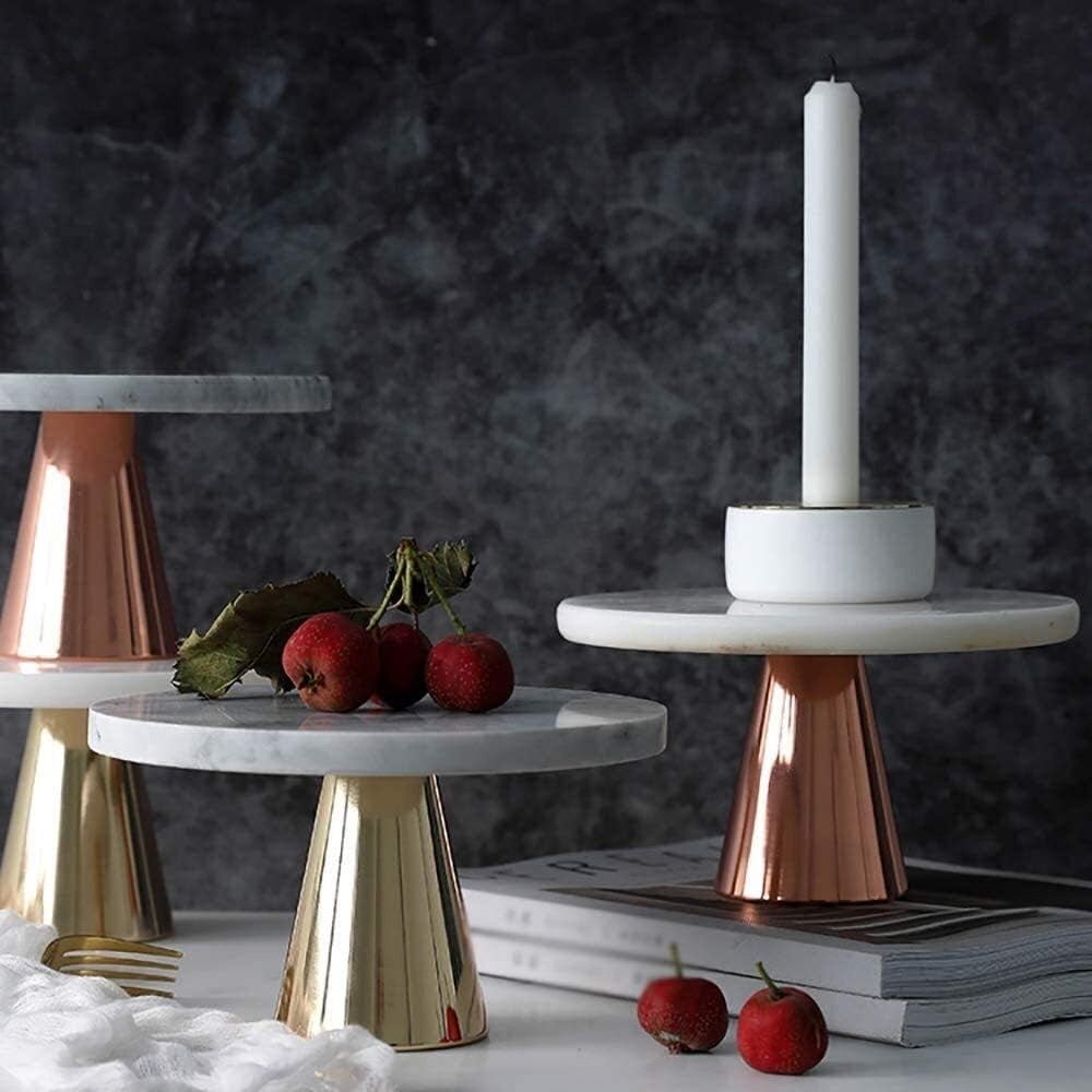 Marmeren plateau op voet – taartplateau wit/zilver, Ø 20 cm – foto 3