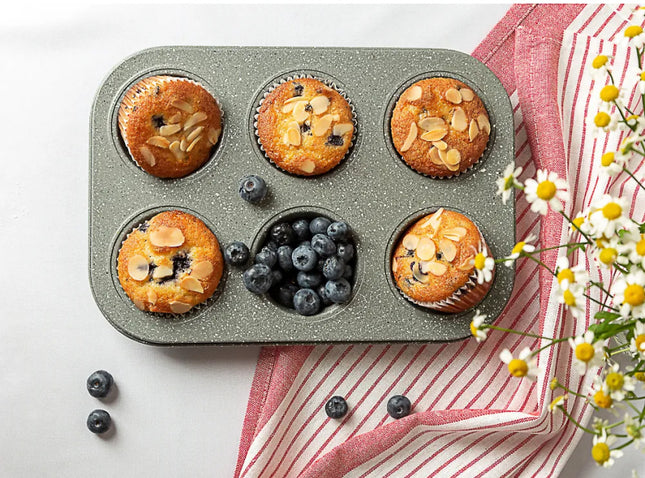 Muffinvorm voor 6 muffins 26.5x18cm, antiaanbaklaag "graniet"