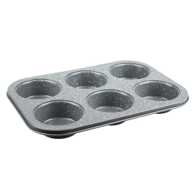 Muffinvorm voor 6 muffins 26.5x18cm, antiaanbaklaag "graniet"