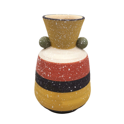 Bunt gemusterte Keramikvase im Bohemian-Stil