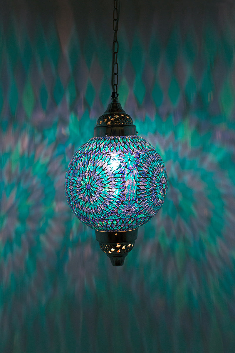 Lampe mosaïque orientale bleue