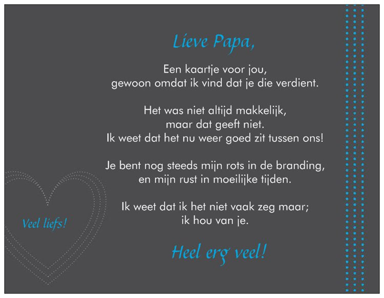 Wenskaart Lieve papa – A6-kaart met envelop voor Vaderdag of verjaardag