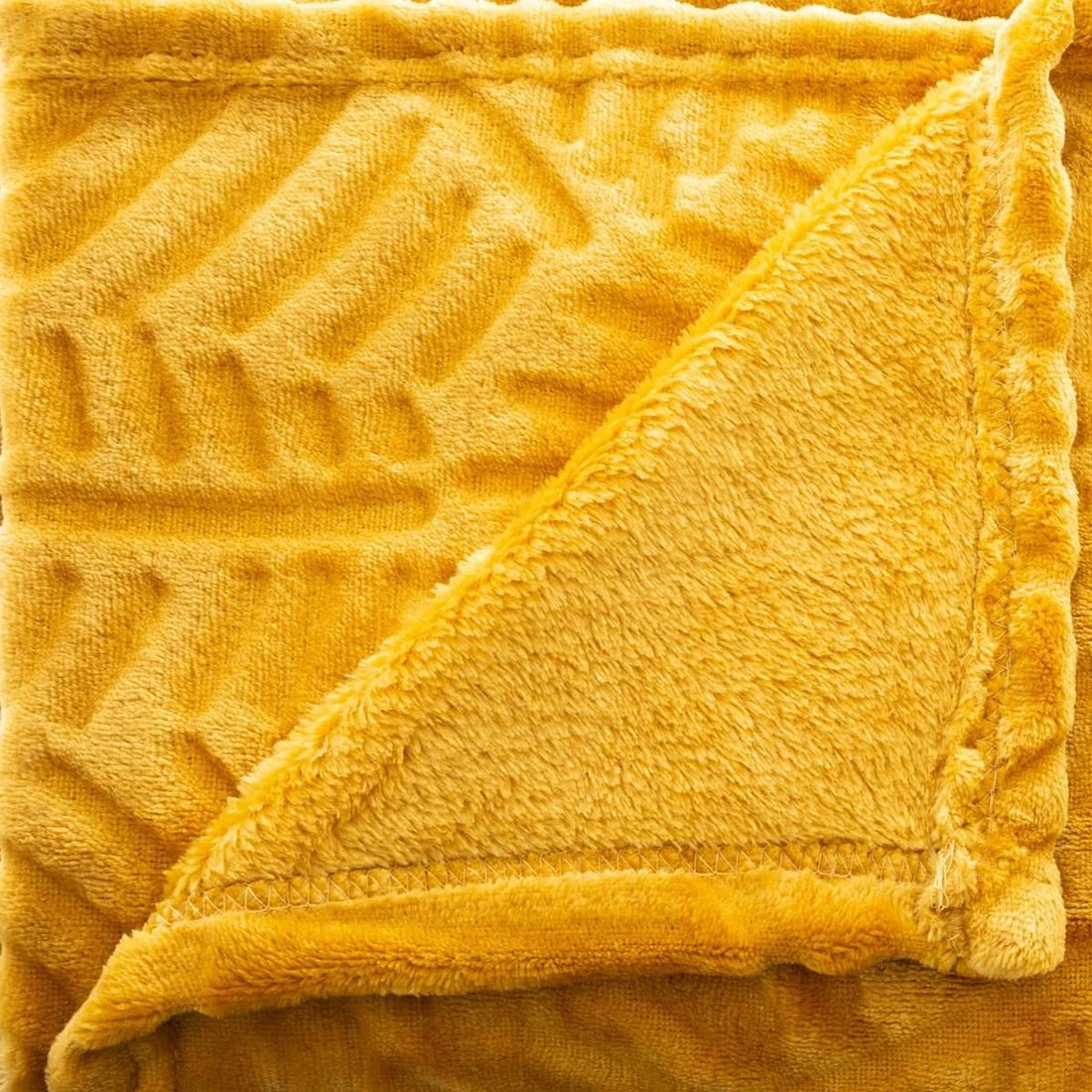 Couverture en flanelle - 220x240 cm - jeté Jaune ocre