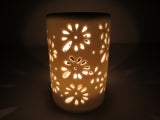Ceramic Oil Burner – White with Decoration
