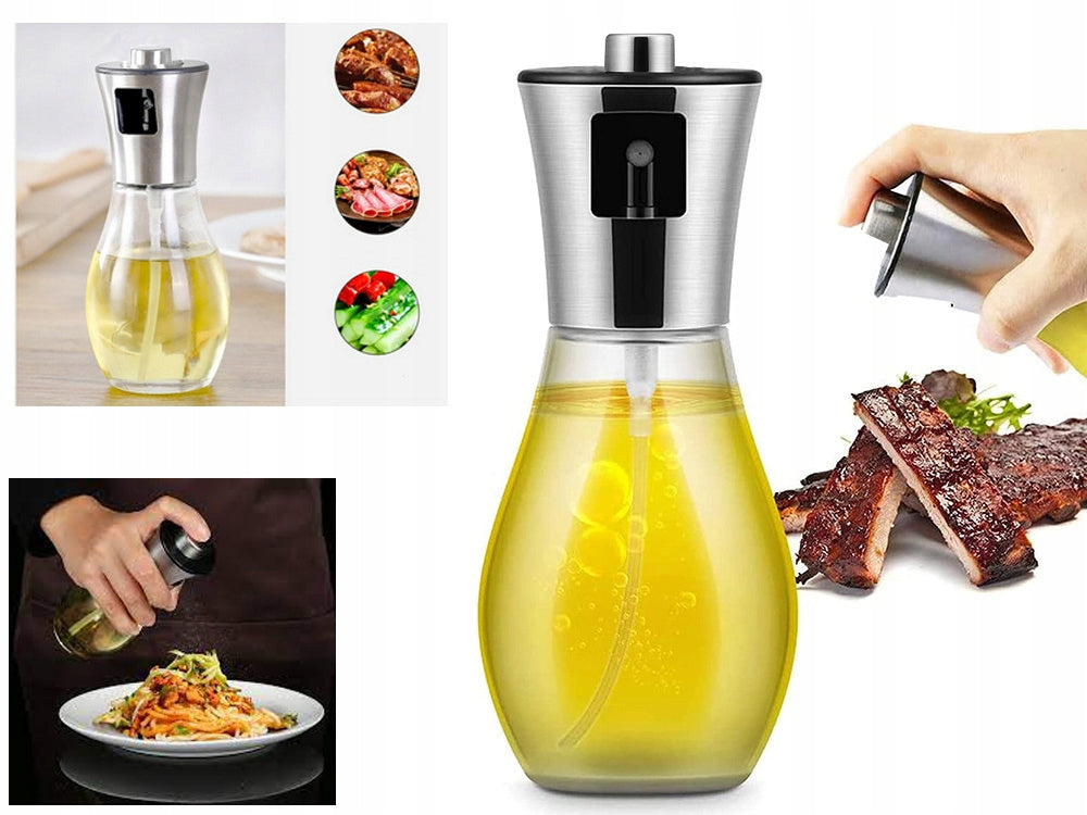 Lot de 2 vaporisateurs d'huile d'olive - Diffuseur d'huile Pompe à huile Spray de cuisson - Acier inoxydable - Rechargeable 200 ml