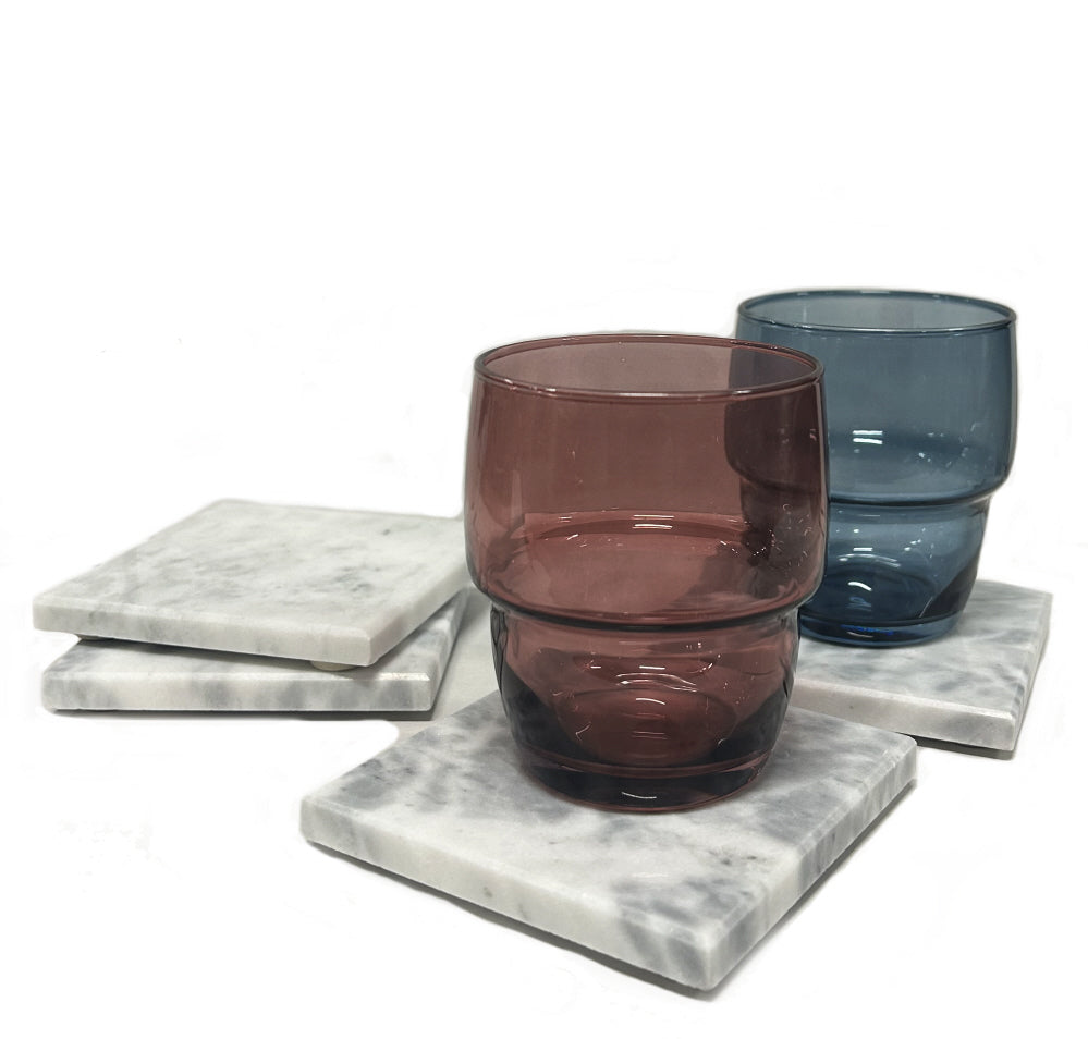 Sous-verres en marbre pour verres - 4 p. Blanc