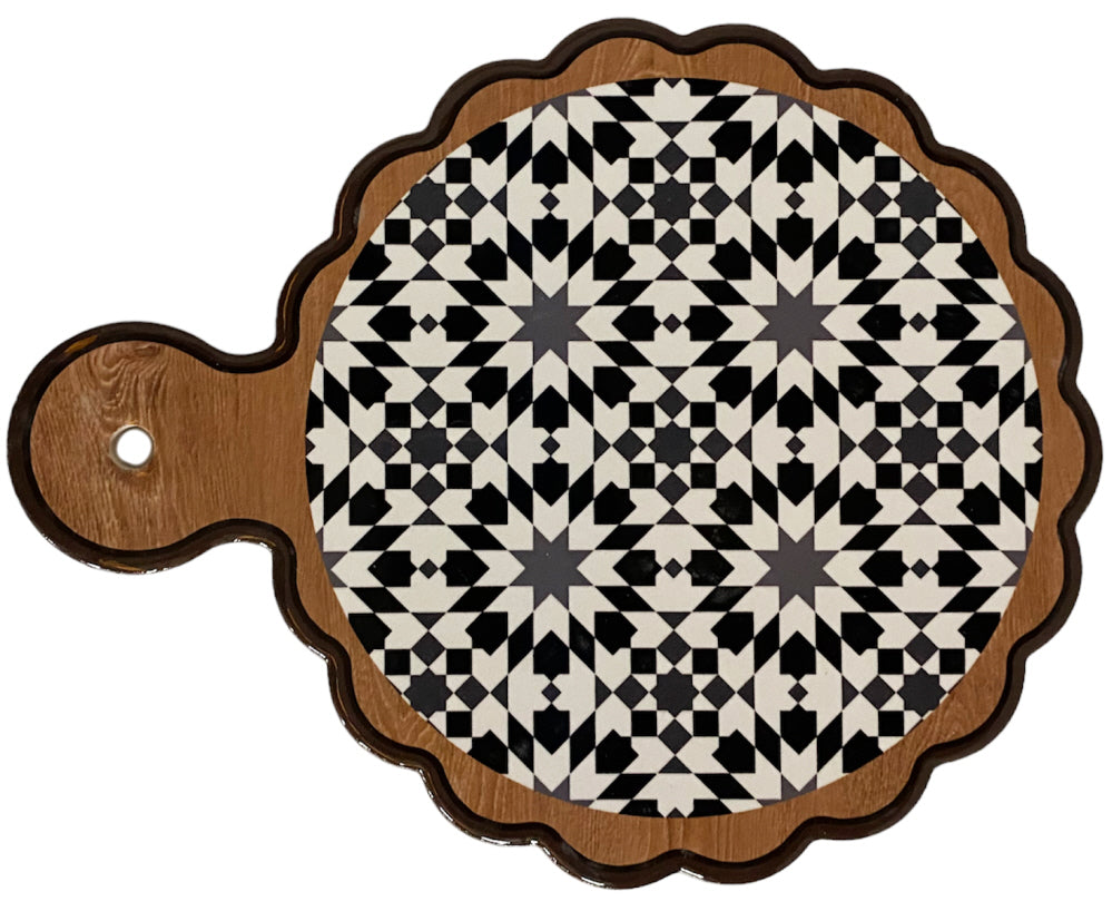 Geometric Moroccan coaster with handle Ø18