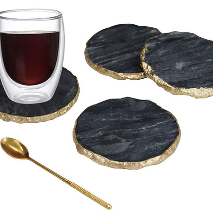 Marmoruntersetzer (Set) Schwarz/Gold