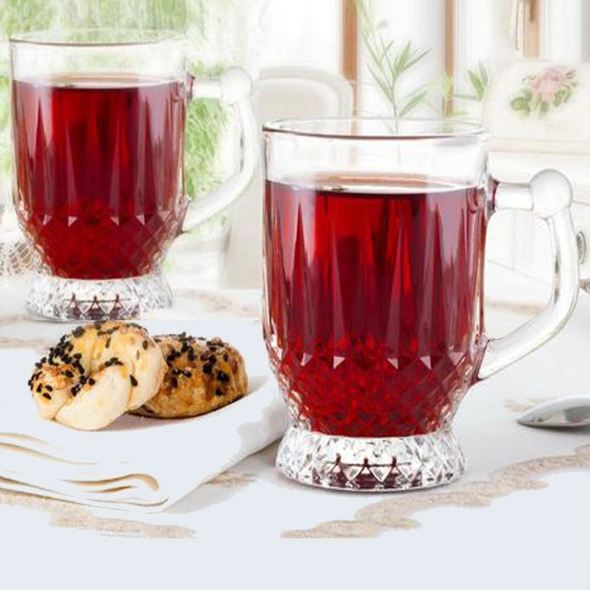 Lot de 6 tasses à thé transparentes avec anse