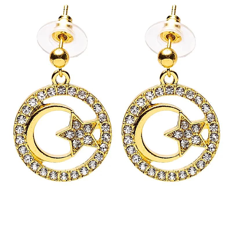 Boucles d'oreilles lune et étoile couleur or