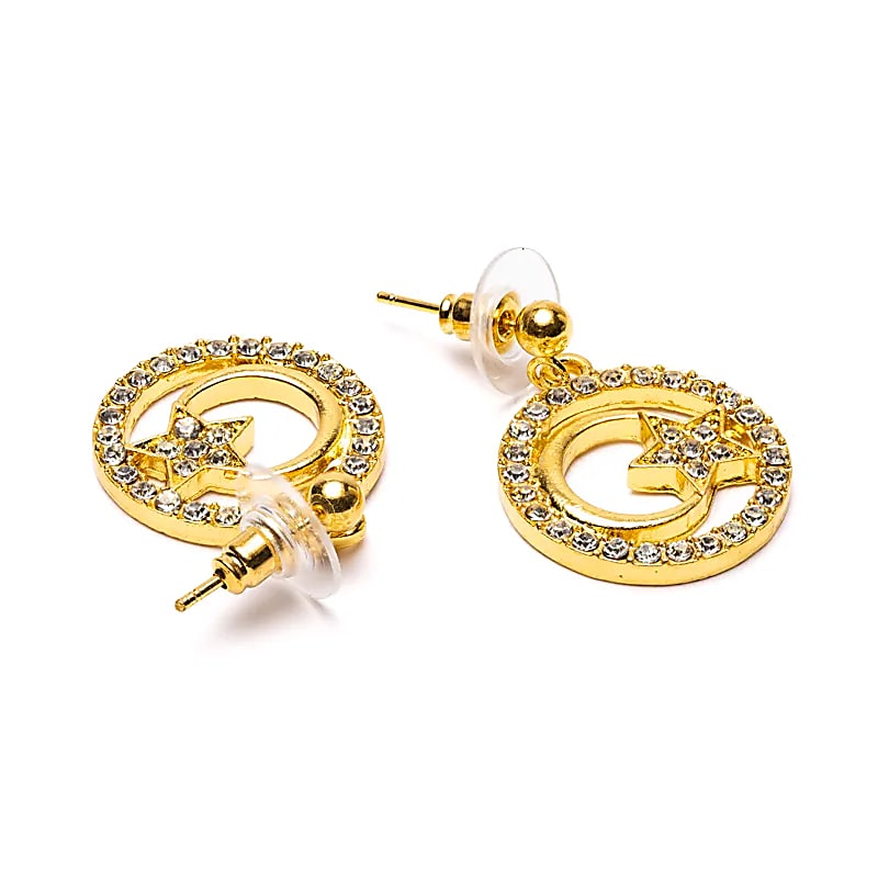 Boucles d'oreilles lune et étoile couleur or