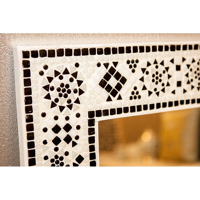 Oosters mozaïek spiegel zwart/wit