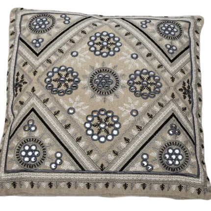 Orientalische Zierkissen Stickerei Spiegel Grau 50x50