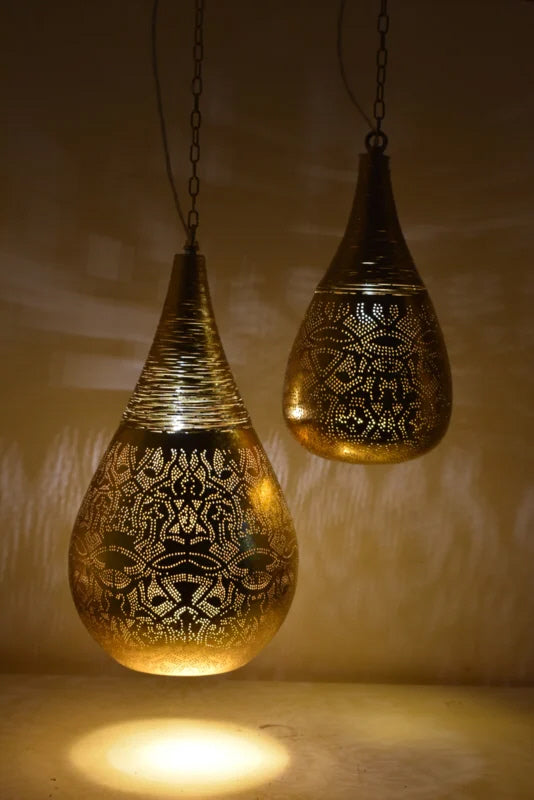 Suspension filigrane orientale design goutte et fil Or Vintage