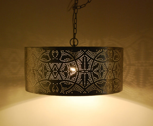 Oosterse filigrain hanglamp cilinder bladzilver