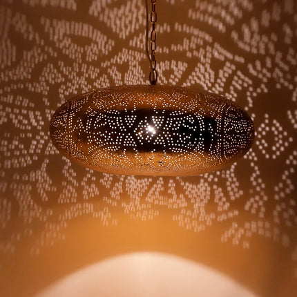 Oosterse filigrain hanglamp ufo vintage goudkleurig