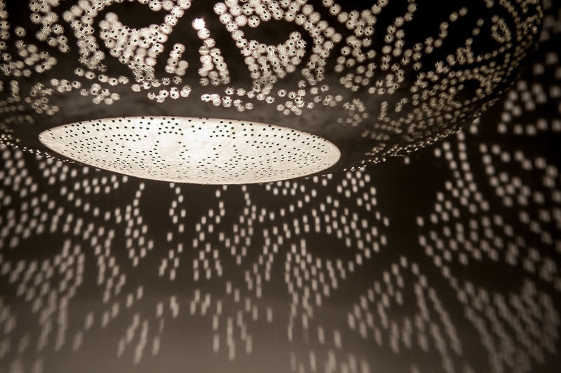 Oosterse filigrain hanglamp ufo – vintage zilver, handgemaakt, Ø 45 cm – foto 2
