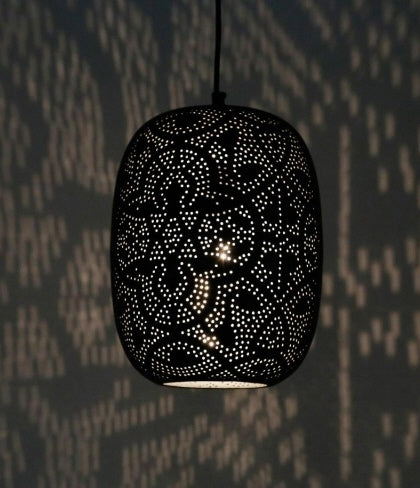 Oriental filigree egg pendant lamp