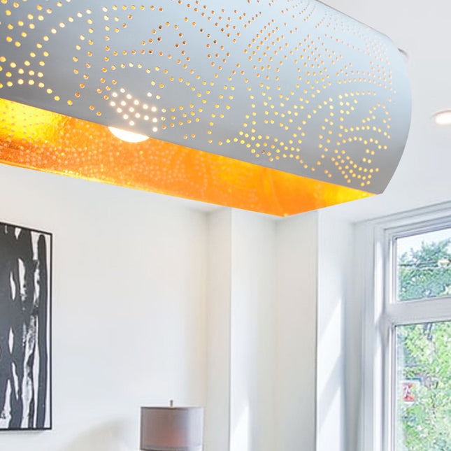 Oosterse hanglamp filigrain horizontaal Vintage wit goud