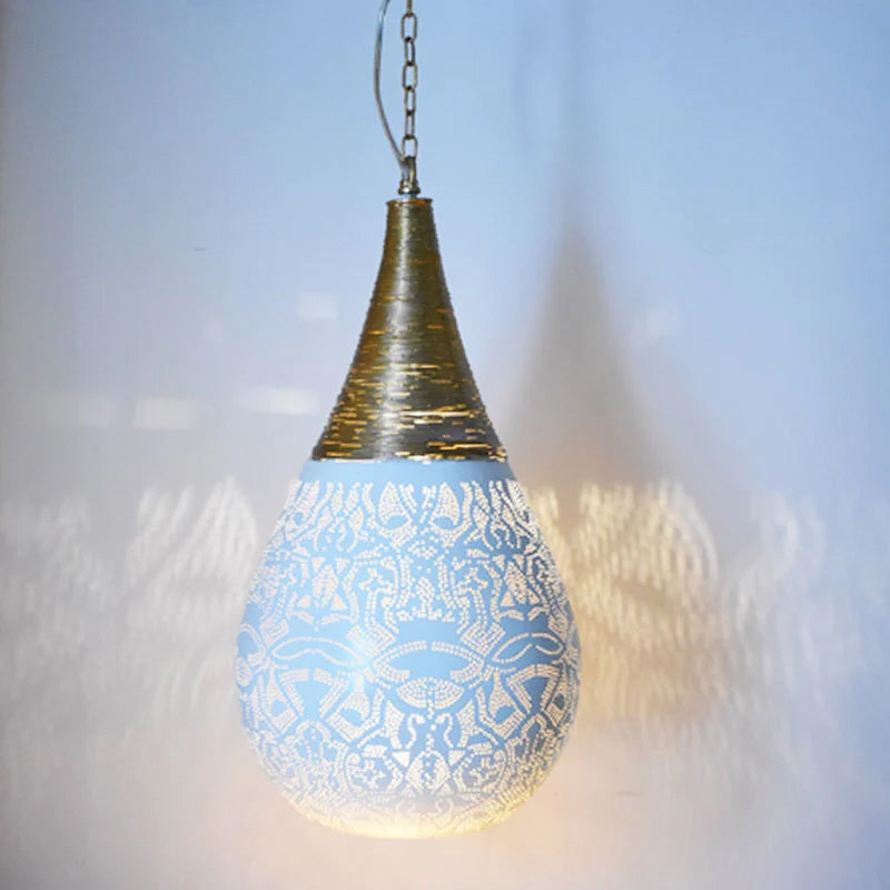Oriental pendant lamp filigree style-wire white gold