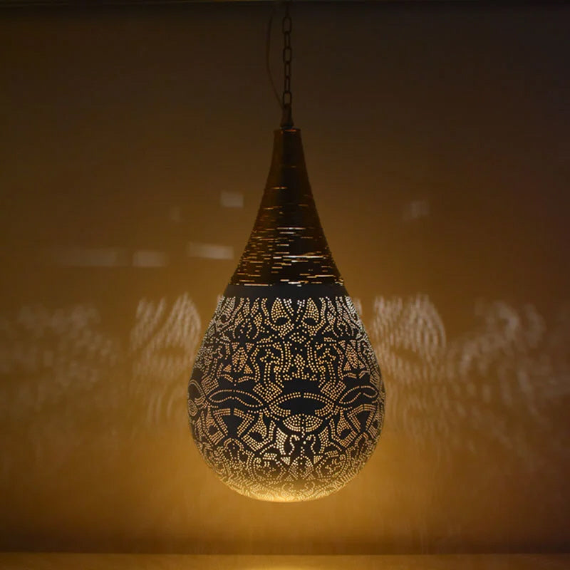 Oriental pendant lamp filigree style-wire white gold
