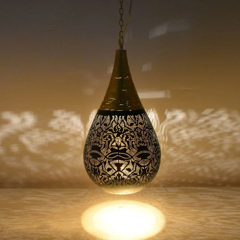 Oriental filigree style wire pendant lamp