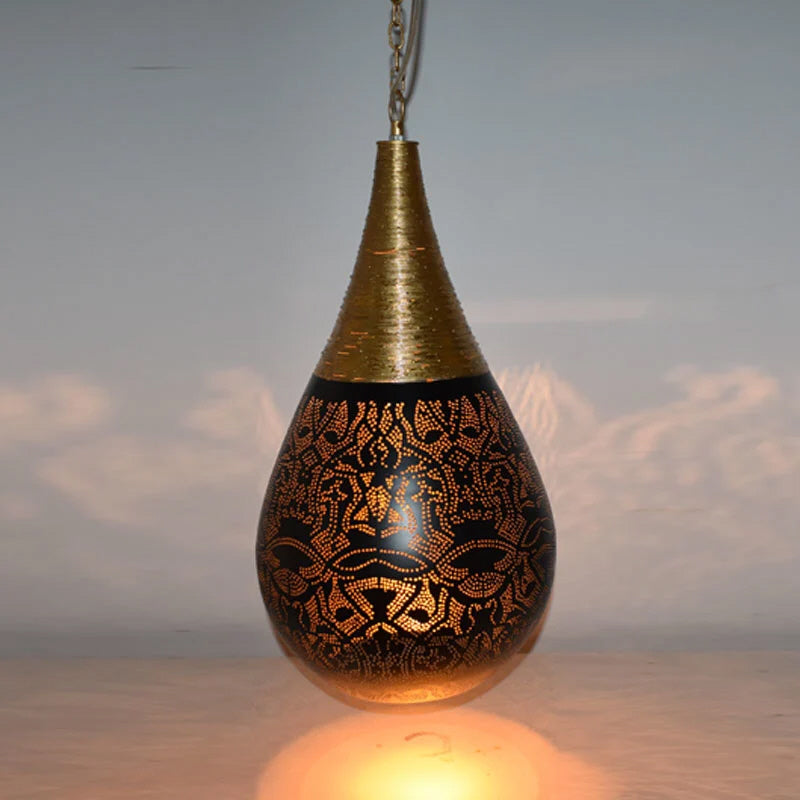 Oriental filigree style wire pendant lamp