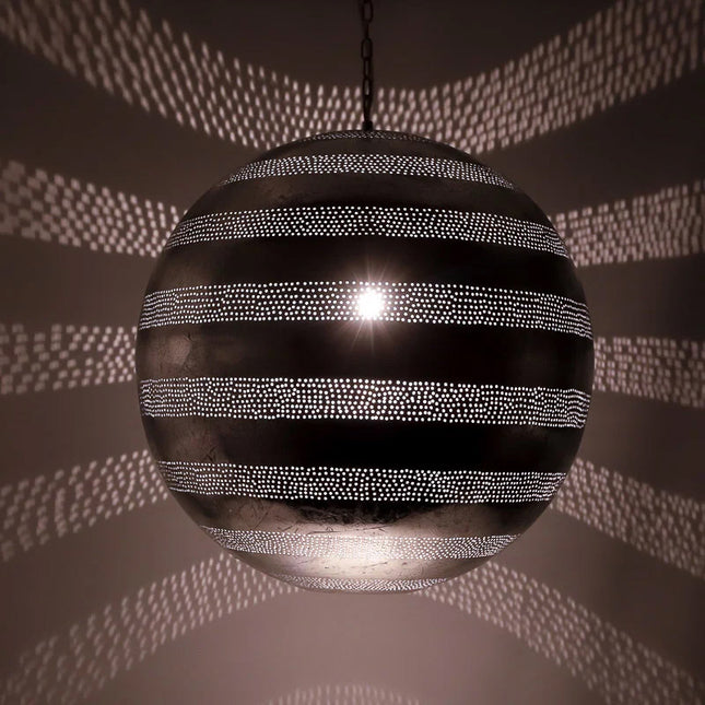 Orientalische Hängelampe Filigran-Stil – Kugel – Silber