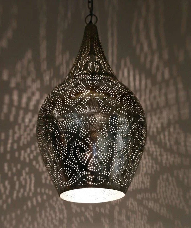 Suspension orientale de style filigrane - vase - argent vintage