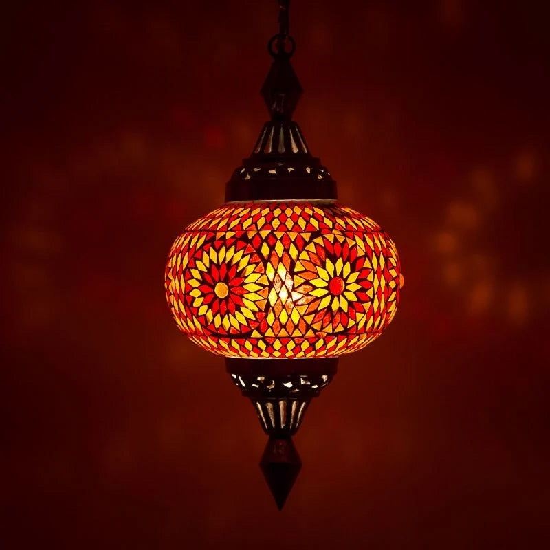 Suspension mosaïque citrouille design turc rouge - orange