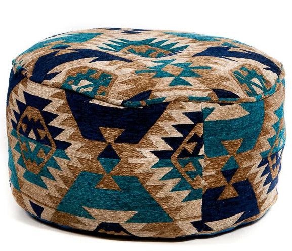 Pouf design Kilim oriental bleu