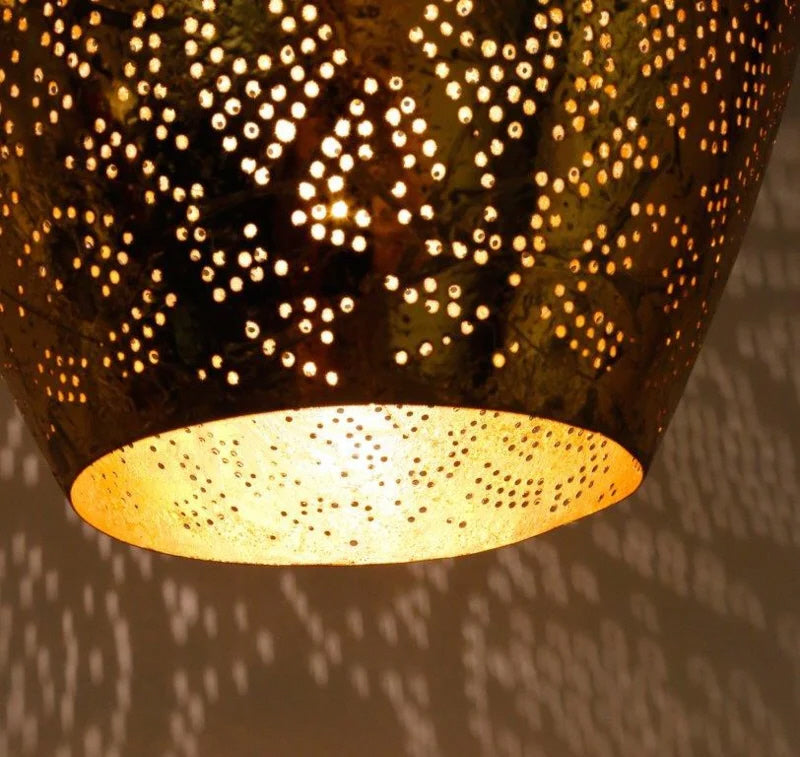 Oriental filigree style vintage gold vase lamp