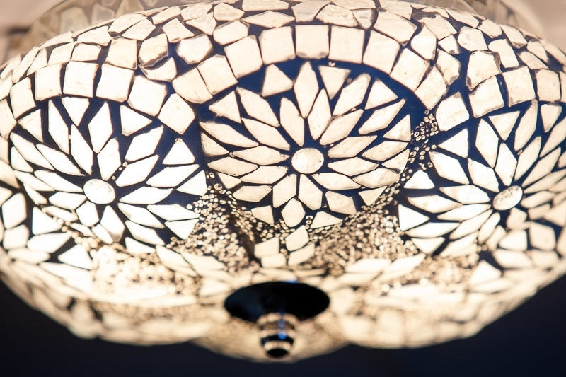 Oriental mosaic ceiling lamp melon transparent beads - Ø 25 cm