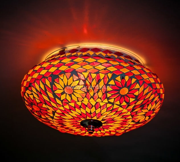 Plafonnier mosaïque oriental rouge-orangé Ø 24 cm