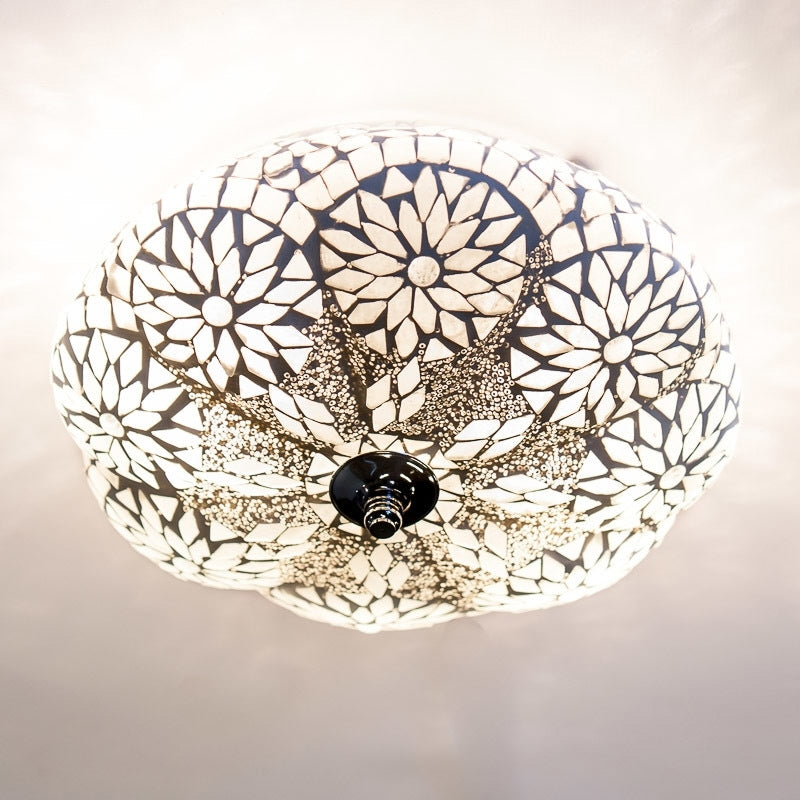 Oriental mosaic ceiling lamp melon transparent beads - Ø 25 cm